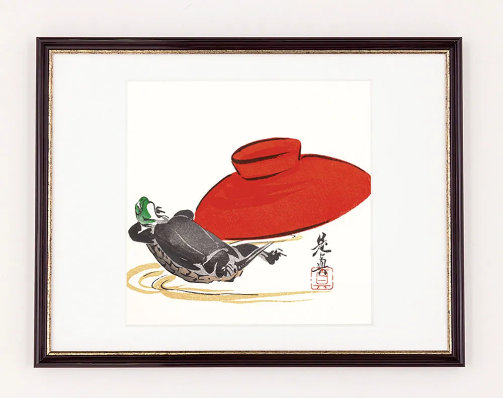 柴田是真筆「酔後の亀」の木版画