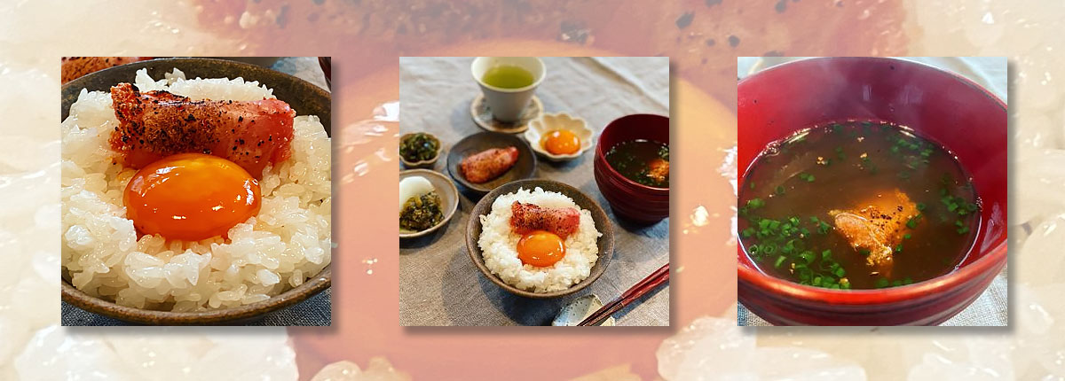 炙り明太子と卵黄醤油漬けごはん