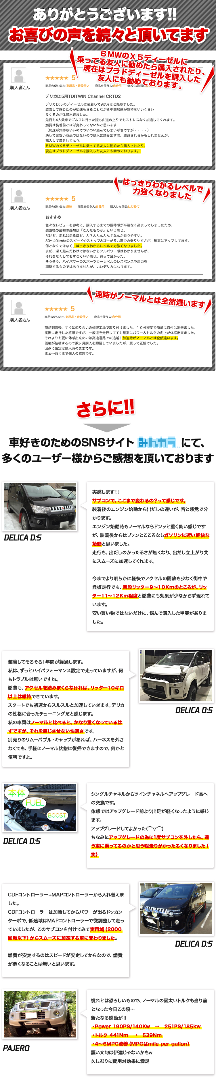MITSUBISHI デリカ D:5 CRTD4® TWIN Channel Diesel Tuning  車の燃費向上・パワーアップ・トルクアップ、サブコンその他輸入カーパーツは、TDI Tuning JAPAN m-flow にお任せ！
