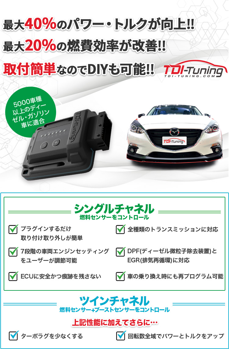MAZDA DJデミオ MT CRTD4® TWIN CHANNEL Diesel Tuning  車の燃費向上・パワーアップ・トルクアップ、サブコンその他輸入カーパーツは、TDI Tuning JAPAN m-flow にお任せ！