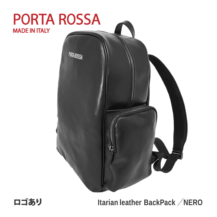PORTAROSSA  BACKPACK  NERO ֥å  Хåѥå åå 15L ꥢ Itary black logo ܳ 쥶 leather ̶  ι ȥ٥ ץ쥼  ե  ꥹޥ եå㡼