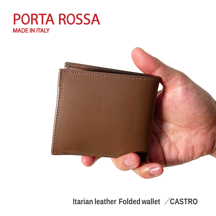 PORTAROSSA  FOLDEDWALLET CASTRO ֥饦 2ޤ å ꥢ Itary brown ܳ 쥶 leather ѥ å쥹 ޥ۷ ̵ ץ쥼  ե  ꥹޥ
