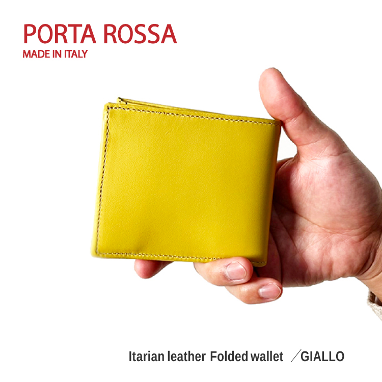 PORTAROSSA  FOLDEDWALLET GIALLO  2ޤ å ꥢ Itary yellow ܳ 쥶 leather ѥ å쥹 ޥ۷ ̵ ץ쥼  ե  ꥹޥ